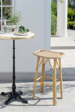 SALSA EXTERIOR - Alu-Rattan and ArtFibre high stool with footrest by Sika Design - view 3